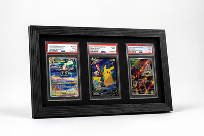 Pokemon PSA Kartenrahmen für 3 Slabs | Holzoptik | UV-geschützte Frontscheibe