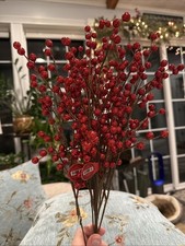 12 PCS Artificial Glitter Berry, Red Christmas Glitter Picks Artificial Berries