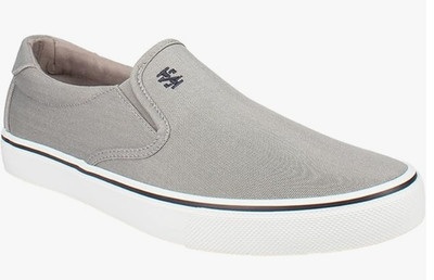 Izod Men's Canvas Slip- On Sneakers Shoes Sunapee Gray- New!