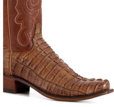 Lucchese 11D Horned Back Caiman-Alligator Honey Tan Brown Boots-Hard To Find