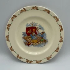 Royal Doulton Bunnykins Childs Plate On a Raft England Bone China Vintage Y2K