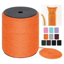 Orange 4mm 240 Yards 722 FT 3 Strand Twisted Colorful Cotton Macrame Cord Rope