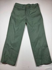 Vtg Lion Apparel FS240 Green Work Uniform Pants Men's Size 35R Made in USA 50/50