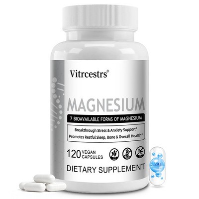 Vitrcestrs Magnesium Supplement 7 Forms 30/60/120 Vegan Capsules Non-GMO
