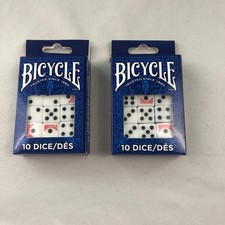 NIB Bicycle Playing Cards 10 Count Dice Set Lot of 2 White Black Pips READ