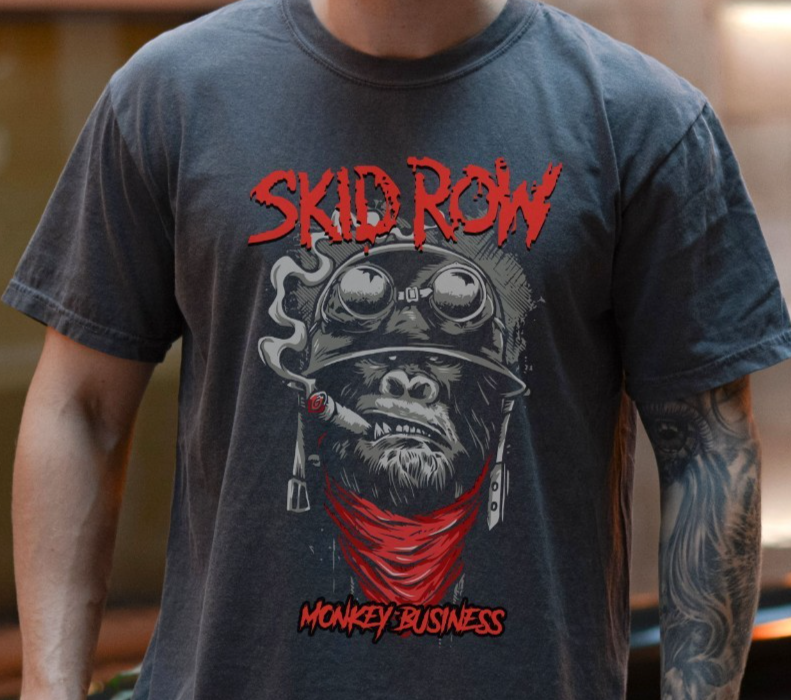 FILA T shirt Skid Row Monkey Business metallo pesante su vintage nero colori comodi maglietta