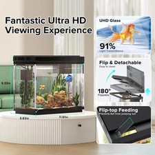 Vehipa 2.4 Gal Fish Tank Aquarium Kit, Humidifier, 7-Color LED, Quiet 3-in-1 Pum