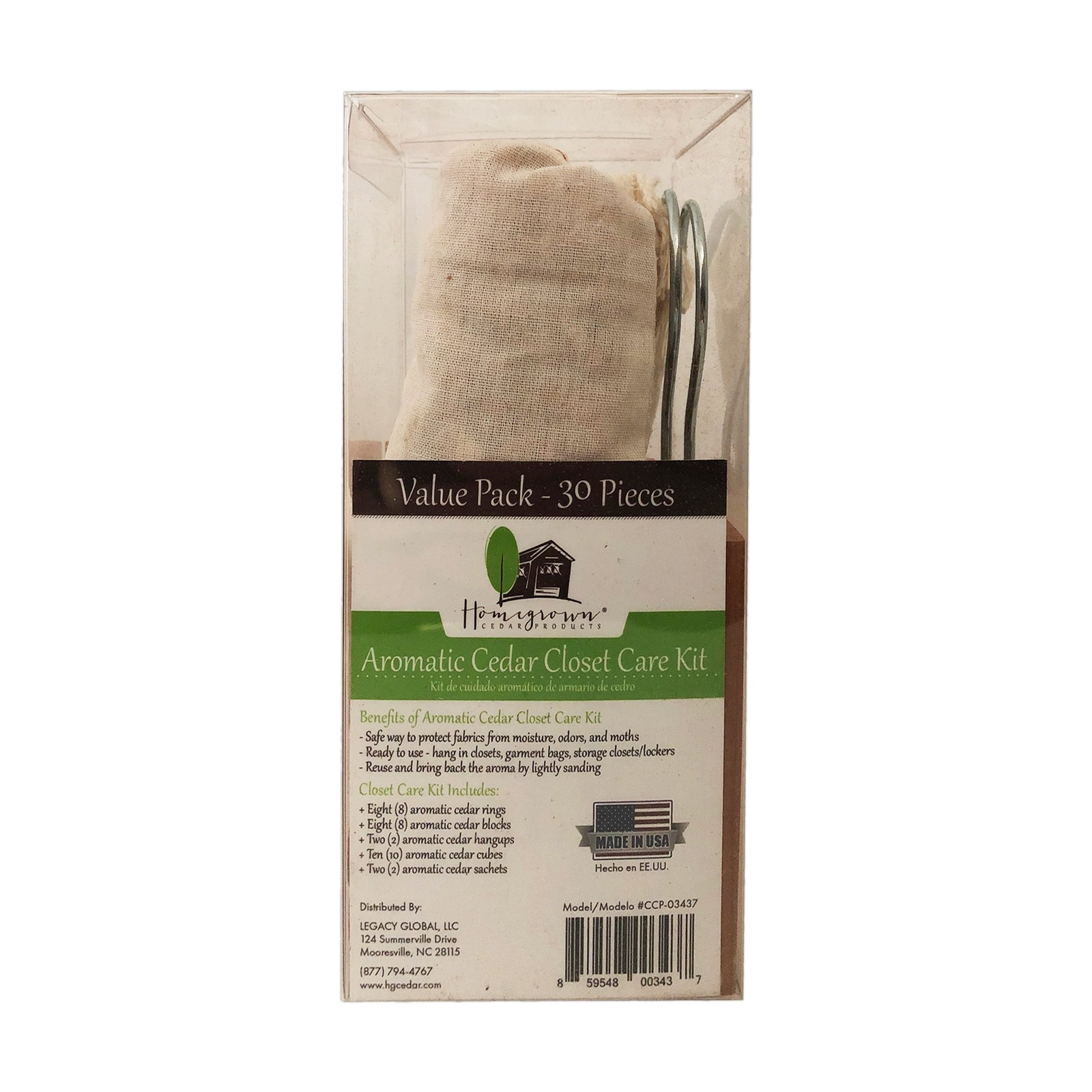 Homegrown Cedar Products Resealable Moth Kit, 30 count Natural Cedar Closet