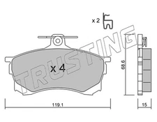 Trusting 259.0 brake pad set, disc brake for Mitsubishi