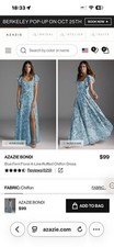 Azazie Blue Fern Floral Bridesmaid Dress Size A8 New With Tag Never Worn