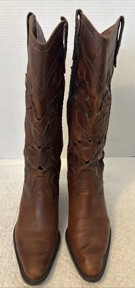 White Mountain Womens Santa Fe Brown Leather Cut Out Western Boots Size 7M - Image 2 of 4