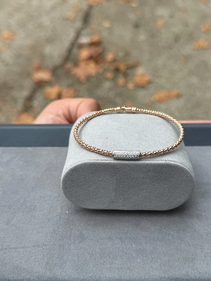 Brazalete Brazalete Flexible Diamante NATURAL 0.50ctw Oro Rosa 14k 7"" Pulgadas - $8000 Foto 4 de 4