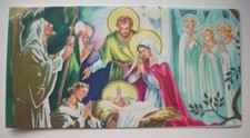 50's Nativity embossed Christmas greeting card 9E
