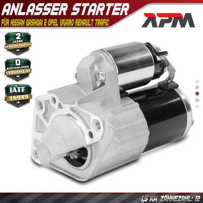 Anlasser Starter 1,4 KW 12 Zähnez. für Nissan Qashqai II Opel Vivaro Renault 1.6