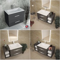 Sonix Grey Bathroom Vanity Drawer Cabinet With-out Snk Tap Mirror Storage Unit Sonix Grey Bathroom Vanity Drawer Cabinet With-out Snk Tap Mirror Storage Unit