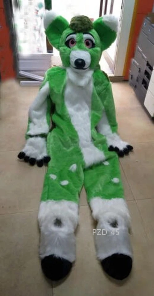 Fantasia de mascote de raposa de cachorro husky de pele longa traje de Halloween cosplay 612 - Imagem 3 de 3