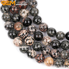 Natural Snowflake Obsidian Dark Red Gemstone Loose 8mm Beads Jewelry Making 15"