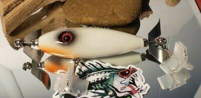 3 in Custom Handmade wooded Chopper topwater lure (Bone White)