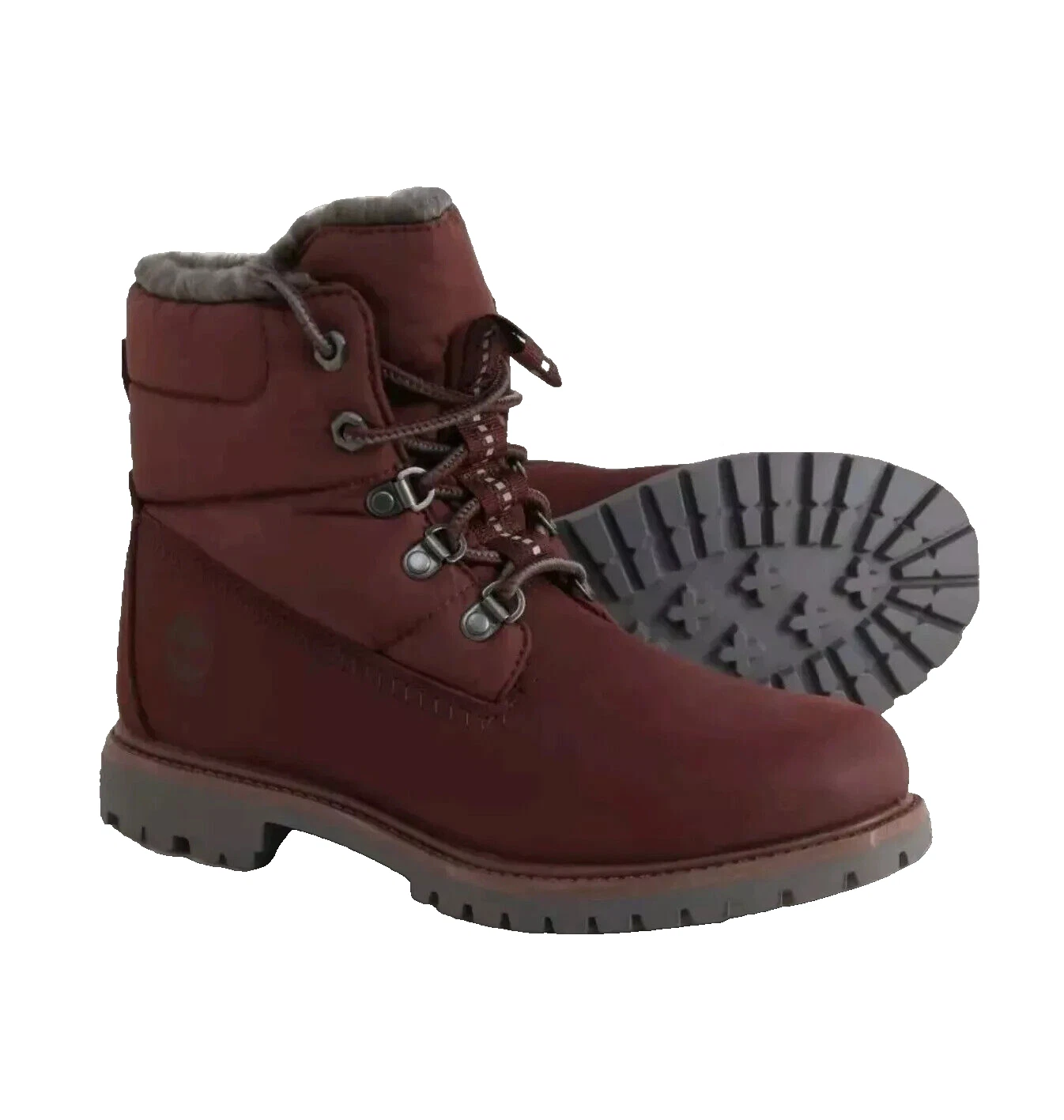 Timberland 6" Premium stivali da donna 9 5 puffer bordeaux pelliccia sintetica impermeabili