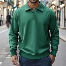 Men's Long Sleeve Slim Fit Polo Shirts Casual Golf Shirt Sweatshirt