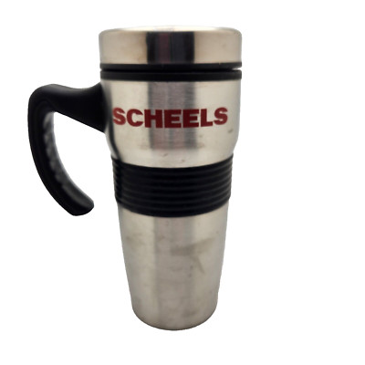 SCHEEL'S Travel Coffee Mug Stainless Steel THERMOS Advertising