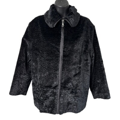 Vintage Varci Faux Fur Jacket Made in Italy Black Sz M? Broadtail Mob Wife