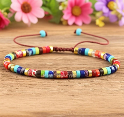 Pride2025 Rainbow Galaxy Sea Sediment Jasper 7Chakra Bracelet Multicolor Jewelry