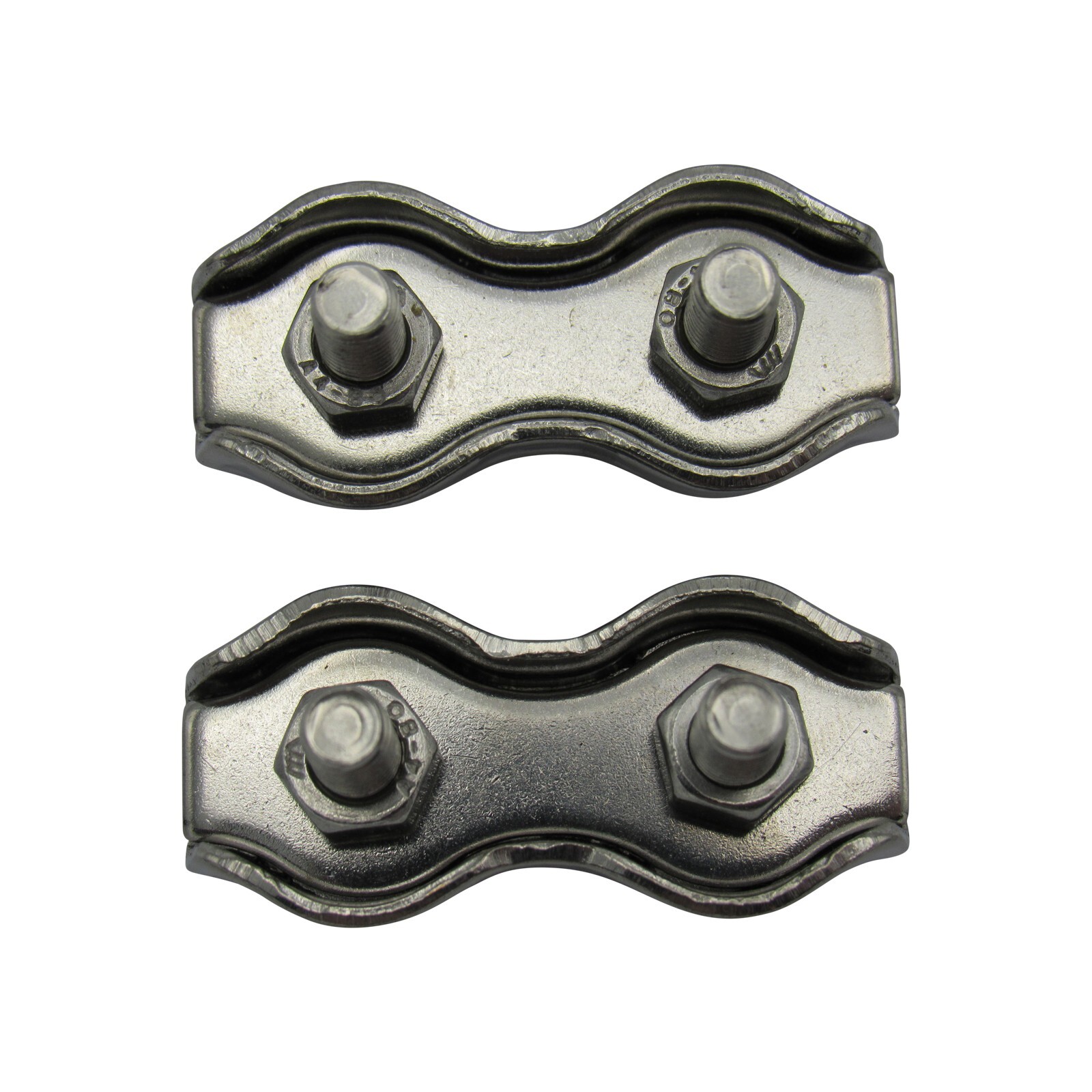 x2 8MM Stainless Steel Duplex Wire Rope Grips - Marine Boat Clamps