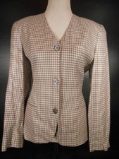 Beautiful Women's Size 8 Jones New York Gray Hounds-Tooth Button Blazer Jacket