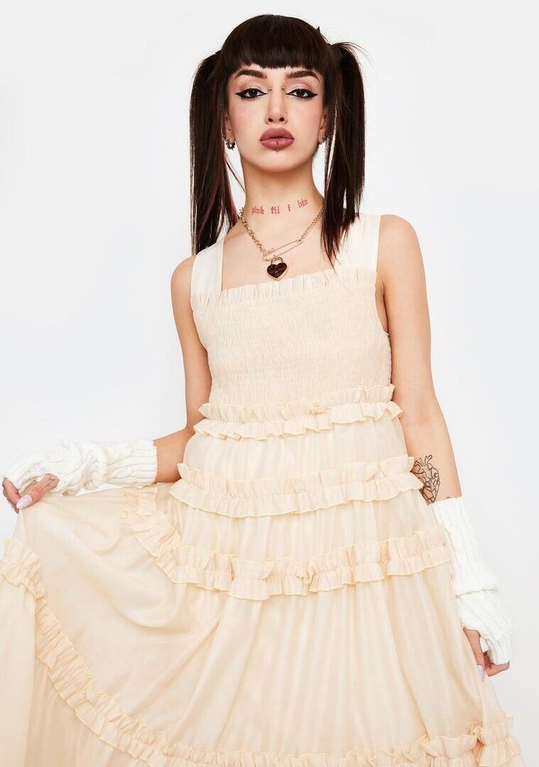 New Dream Sister Jane square neck organza smock dress in New Dream Sister Jane square neck organza smock dress in
