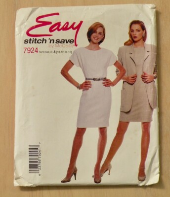 McCall's Easy Stitch 'N Save ungefütterte Jacke & Kleid Schnittmuster Nr. 7924