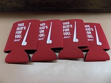 4 New BUDWEISER BASEBALL Koozie Coozie Coolie 12oz CANS Free Ship
