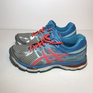 blue and pink tennis shoes