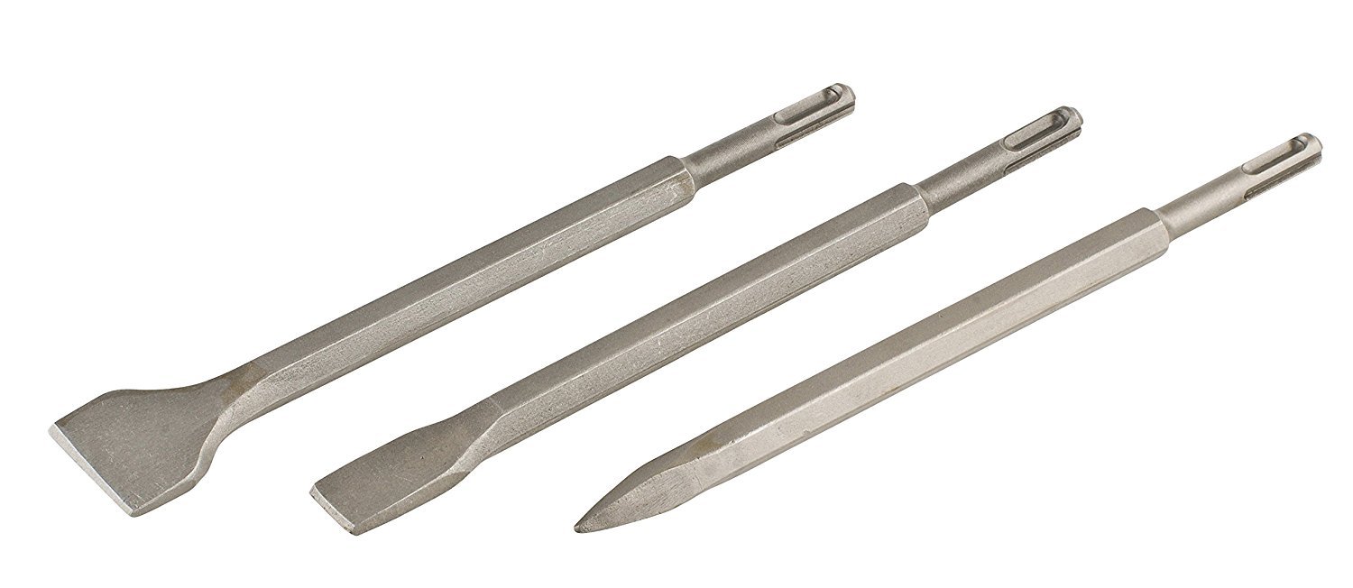 SET SCALPELLI 3 PZ SCALPELLO SDS PLUS PUNTA PIATTA PER DEMOLITORE PNEUMATICO 113