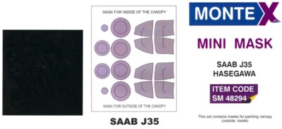 Montex 1/48 SAAB J35 DRAKEN CANOPY PAINT MASK Hasegawa