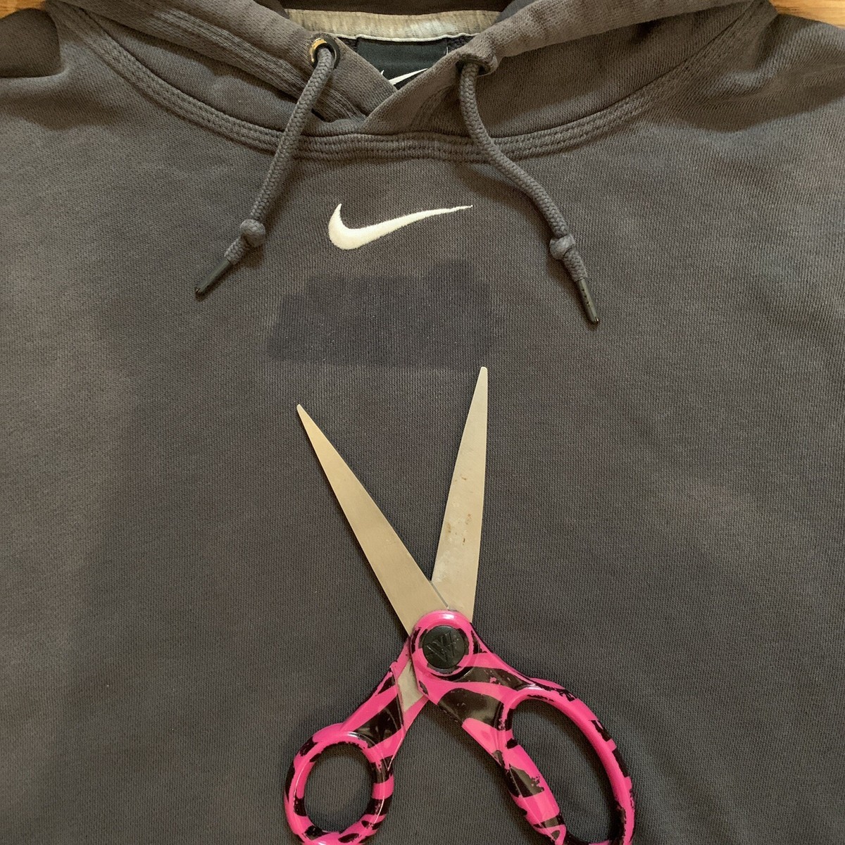 Vtg Y2K Nike Center Swoosh Middle Check Hoodie Sweatshirt Logo