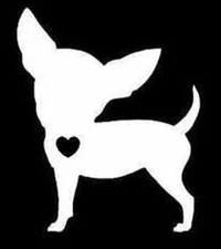 Chihuahua with Heart  White Vinyl Graphic Decal - Car Truck Windows laptop