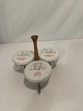 VTG. HARRY AND DAVID PRESERVES CADDY HOLDS (3)7.5 OZ JARS PREOWNED