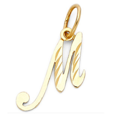 14K Gelbgold Initiale Charm Anhänger Alphabet Buchstabe Dije de Oro Inicial