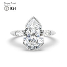 Pear Diamond Trilogy Ring 14k White Gold Labgrown 5.50 Ct Solitaire