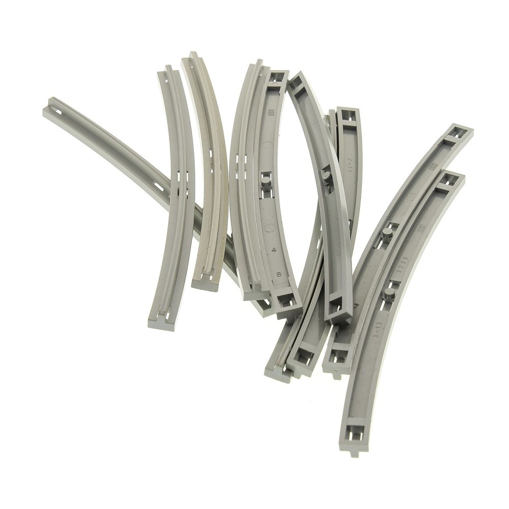 10x Lego Train Track B-Ware Worn 16L Curve Light Gray 3230b