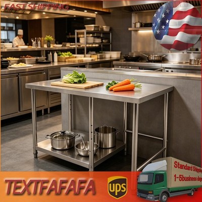 120*60*80cm Work Table 2-Tier Stainless Steel Table Kitchen Prep & Work Table