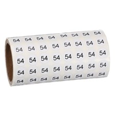 0.4" Small Round Number Stickers Roll, 1000 Pcs Circle Labels, Black Number 54