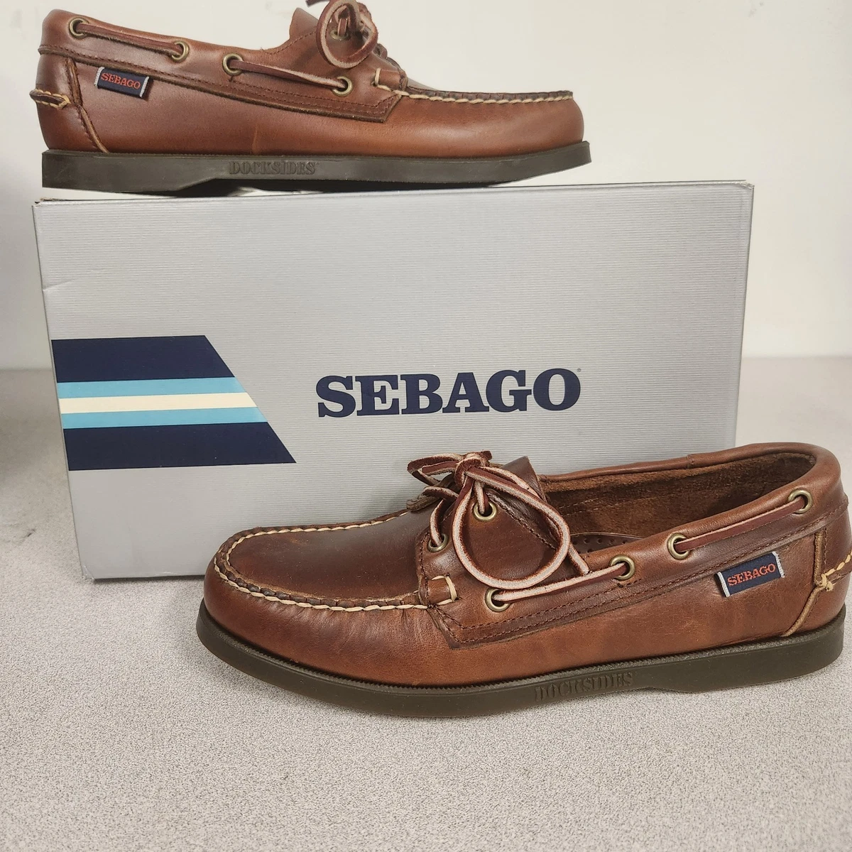 Sebago Docksides Boat Shoes Men 10.5 Brown Leather Casual Comfort Preppy Loafers Mens Sebago Dockside Portland Shoes In Brown | Soletrader main image 3