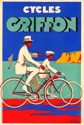 16305.Wall Decor Poster.Interior Art.Cycles Griffon Bicycle Ad Seaside Man Son