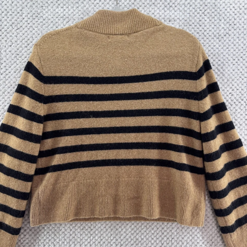 J CREW Sweater Womens XS Brown Black Striped PullOver Mock Neck Boxy Long Sleeve - Image 4 of 4