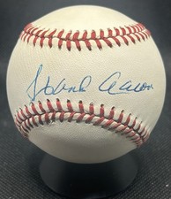 HANK AARON SIGNED AUTOGRAPHED OMLB GIAMATTI BASEBALL WITH FULL JSA LETTER HOF