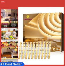 COB LED Strip Lights 32.8ft 3000K Warm White 24V Dimmable High Density 4800LEDs