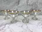 4 Anchor Hocking Boopie Footed Sherbet Clear Glass Gold Rim Dessert Dish Vintage