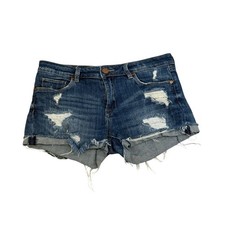 Blank NYC The Fulton Roll Up Denim Shorts 26 Low Rise Distressed Festival Boho